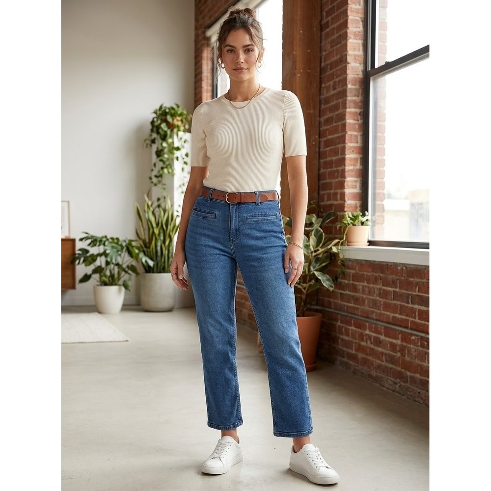 Maeve Anthropologie High Rise Straight Leg Jeans Blue 31 OB1619615